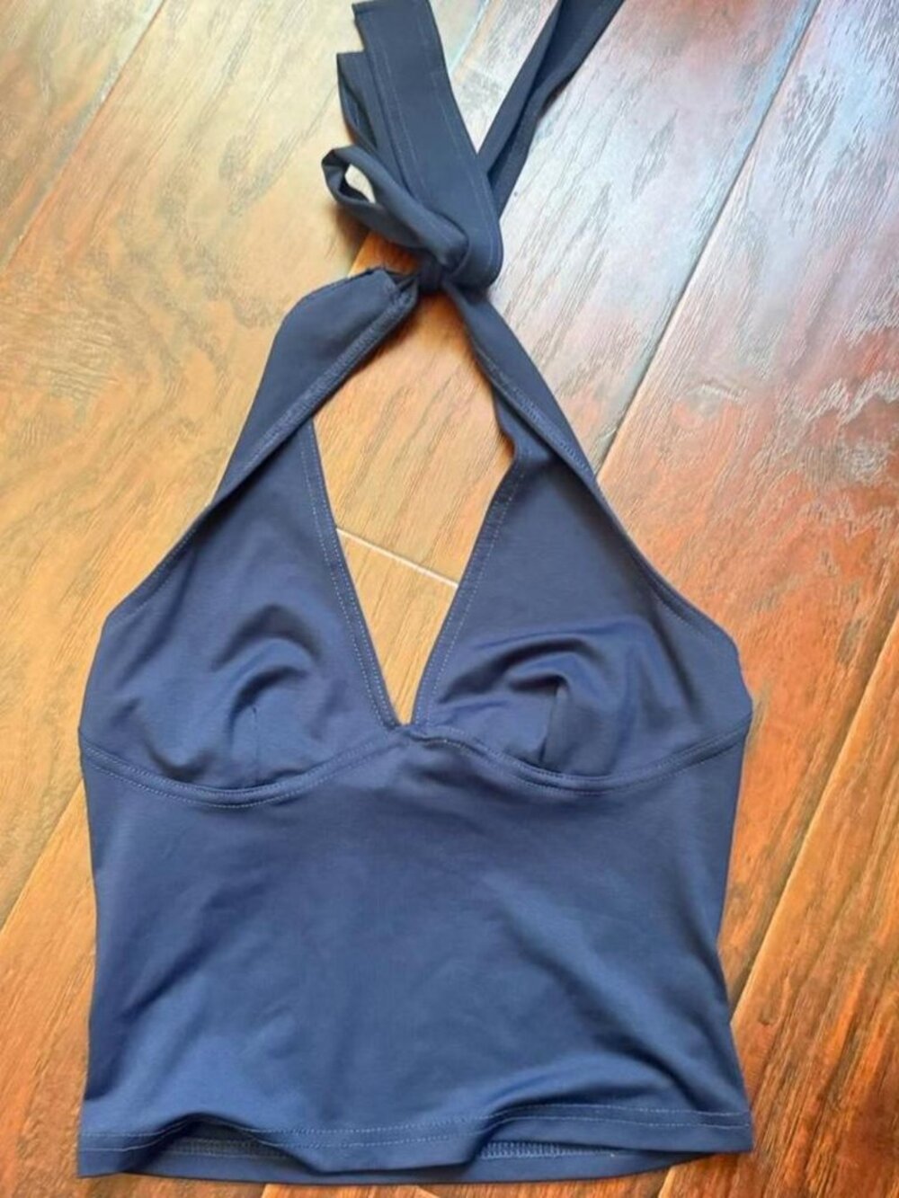 Women's Navy and Blue Crop-top